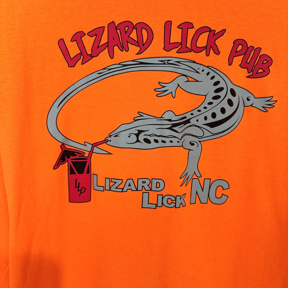 Lizard Lick Pub NC Tee Shirt Sz M Double Sided Graphic Orange Multi Long Sleeve - Picture 5 of 7